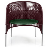 Caribe Chic Lounge Chair - Black / Black Red Backrest / Moss Green Seat