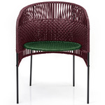 Caribe Chic Dining Chair - Black / Black Red Backrest/ Moss Green Seat