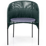 Caribe Chic Dining Chair - Black / Moss Green Backrest/ Dark Blue Seat