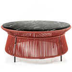 Caribe Chic Marble Side Table - Copper Black Finish / Black Marble Top