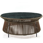 Caribe Chic Marble Side Table - Terra Black Finish / Verde Marble Top