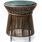 Caribe Chic Marble Side Table - Terra Black Finish / Verde Marble Top
