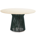 Caribe Chic Marble Dining Table - Moss Green Black Finish/Cream Marble Top