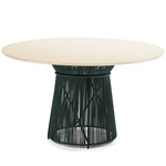Caribe Chic Marble Dining Table - Moss Green Black Finish / Cream Marble Top