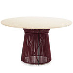 Caribe Chic Marble Dining Table - Black Red Black Finish/Cream Marble Top
