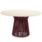 Caribe Chic Marble Dining Table - Black Red Black Finish / Cream Marble Top