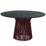 Caribe Chic Marble Dining Table - Black Red Black Finish/Verde Marble Top