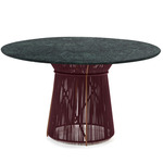 Caribe Chic Marble Dining Table - Black Red Copper Finish/Verde Marble Top