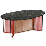 Cartagenas Marble Dining Table - Coral / Caramel Brown / Black Marble