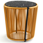 Cartagenas Marble Side Table - Honey Yellow / Black Marble