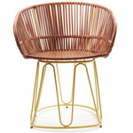 Circo Leather Dining Chair - Yellow / Cognac Brown