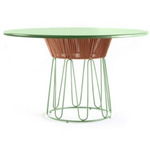 Circo Leather Dining Table - Pastel Green/ Cognac Brown
