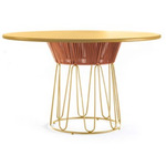 Circo Leather Dining Table - Yellow/ Cognac Brown