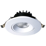 4IN Round Color-Select Gimbal Downlight w/ Remote Driver - Matte White