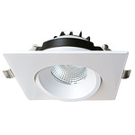 4IN Square Color-Select Gimbal Downlight with Remote Driver - Matte White