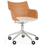 Q/Wood Office Armchair - Chrome / Light Wood Veneer / White