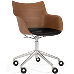 Q/Wood Office Armchair - Chrome / Dark Wood Veneer / Black