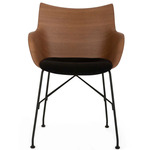 Q/Wood Soft Armchair - Black Legs / Dark Wood Veneer Backrest / Black Fabric Seat