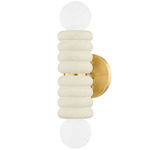 Bibi 2-Light Wall Sconce - Aged Brass / Ivory / White