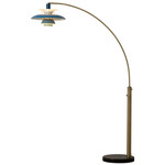 Palm Springs Arc Floor Lamp - Weathered Brass / Bluetone