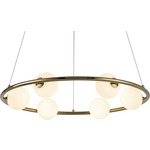 Pearl Circular Pendant - Polished Brass / White