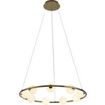 Pearl Circular Pendant - Polished Brass / White