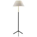 Harvey Floor Lamp - Black / Brass / White Linen