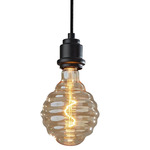 Wren Pendant - Black / Natural Wood / Smoke