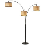 Bowery 3 Arm Floor Lamp - Black / Natural