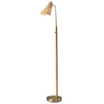 Cove Floor Lamp - Antique Brass / Rattan