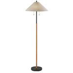 Palmer Floor Lamp - Black / Natural Wood / White