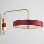 Revolve Wall Sconce - Brushed Brass / Oxblood