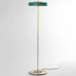Revolve Stem Floor Lamp - Brass / Green