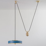 Revolve Rise and Fall Pendant - Brushed Brass / Blue