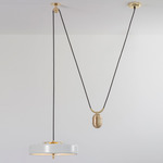 Revolve Rise and Fall Pendant - Brushed Brass / White