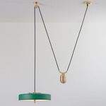 Revolve Rise and Fall Pendant - Brushed Brass / Green