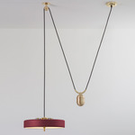 Revolve Rise and Fall Pendant - Brushed Brass / Oxblood