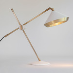 Shear Table Lamp - Brass / White
