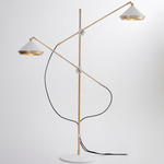 Shear Floor Lamp - Brass / White