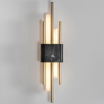Tanto Double Wall Sconce - Black Marble / Brass