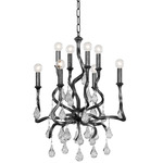 Aveline Chandelier - Blackened Silver Leaf / Clear