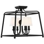 Sylvan Semi Flush Ceiling Light - Black Forged / Ivory