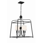 Sylvan Lantern Chandelier - Black Forged / Ivory