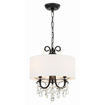 Othello Drum Shade Chandelier - Matte Black / White