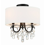 Othello Semi Flush Ceiling Light - Matte Black / White