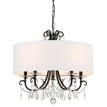 Othello Drum Shade Chandelier - Matte Black / White