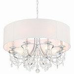 Othello Drum Shade Chandelier - Polished Chrome / White