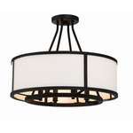 Bryant Semi Flush Ceiling Light - Black Forged / White Silk