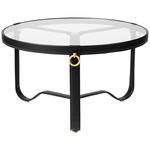 Adnet Coffee Table - Black Leather / Transparent