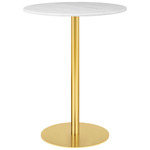 Gubi 1.0 Bar Table - Brass / White Carrera Marble